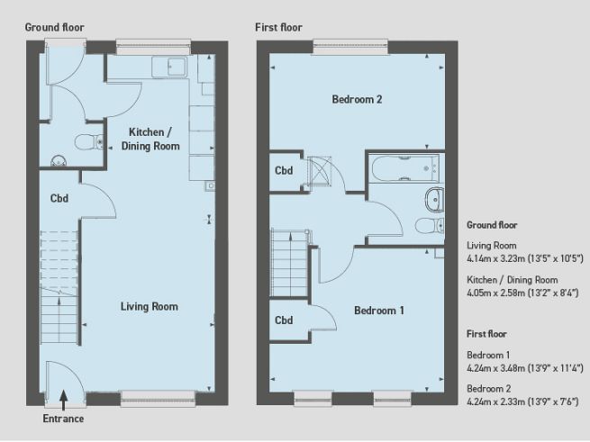 Floor plan, 2 bedroom house - artist's impression subject to change.